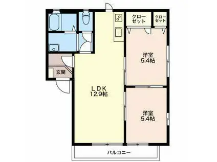 ファミール塩津 B(2LDK/2階)の間取り写真