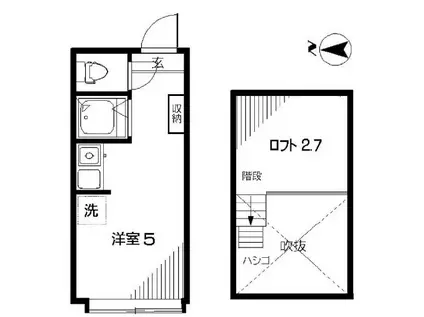 アーバンプレイス鷺宮B棟(ワンルーム/2階)の間取り写真