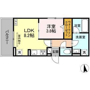 ノクターン内山(1LDK/2階)の間取り写真