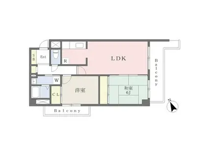 エストマール川名(2LDK/1階)の間取り写真