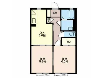 メゾン平岡(2DK/1階)の間取り写真