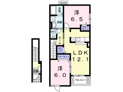 キャナール(2LDK/2階)の間取り写真