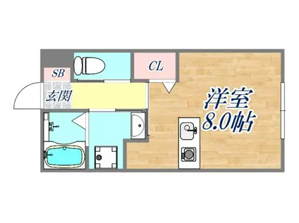 リタフラッツB(1K/1階)の間取り写真