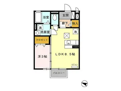 リロイコアウエスト(1LDK/1階)の間取り写真