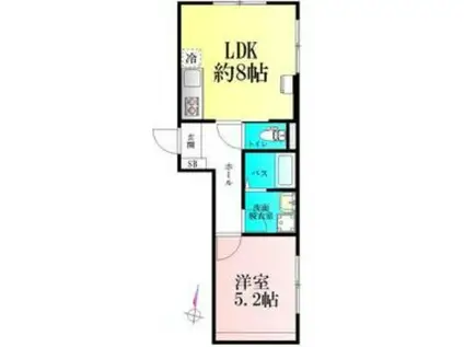 BAU宮町II(1LDK/1階)の間取り写真