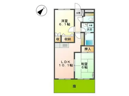 プロニティオオフク弐番館(2LDK/1階)の間取り写真