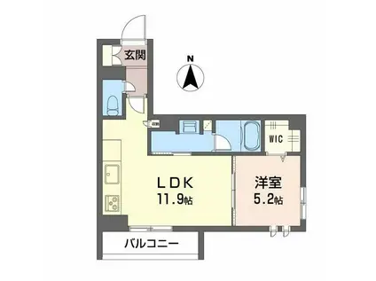 ユーグレイス東島田(1LDK/4階)の間取り写真