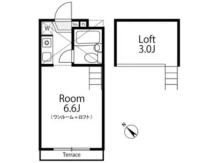 セゾンヒルズ21(ワンルーム/1階)の間取り写真