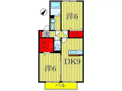 トレグラースC(2DK/2階)の間取り写真