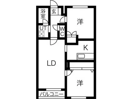 ポセイドン宮の沢(2LDK/2階)の間取り写真