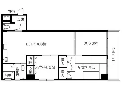 グランドシャトー西丸山(3LDK/1階)の間取り写真