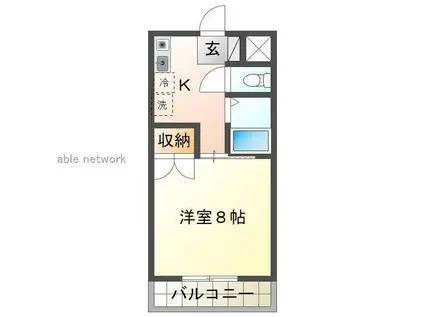 ハイツTML(1K/2階)の間取り写真