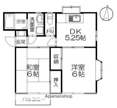 ハイツベルマーレIII(2DK/2階)の間取り写真