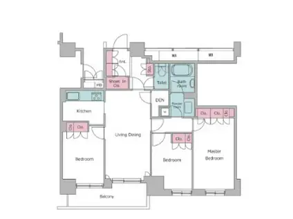 レジディアタワー目黒不動前(3LDK/22階)の間取り写真