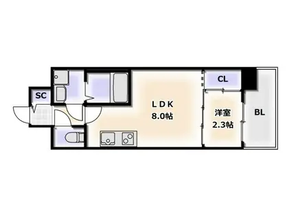 セレニテ日本橋ミラク(1LDK/12階)の間取り写真