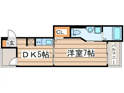 シャルール・エイト(1DK/1階)の間取り写真