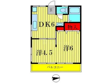 オレンジハウス(2DK/2階)の間取り写真