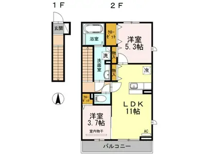 クレール松ノ木(2LDK/2階)の間取り写真