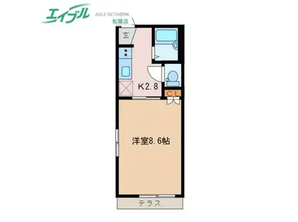 サンクロウド(1K/2階)の間取り写真