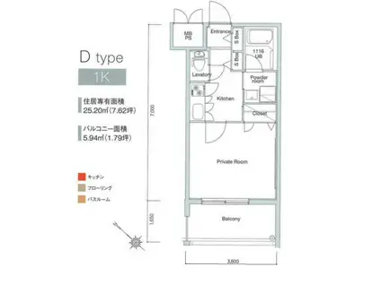 エンクレスト天神STAGE(1K/9階)の間取り写真