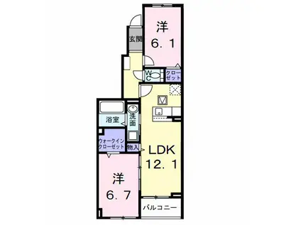 AZガーデン・ソレイユ(2LDK/1階)の間取り写真