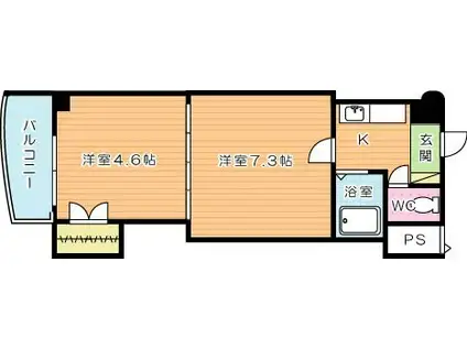 ロイヤルマキシム(2K/6階)の間取り写真