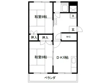 ソレイユ荒町(2DK/2階)の間取り写真