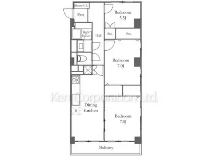 中野ダイヤモンドマンション(3DK/5階)の間取り写真
