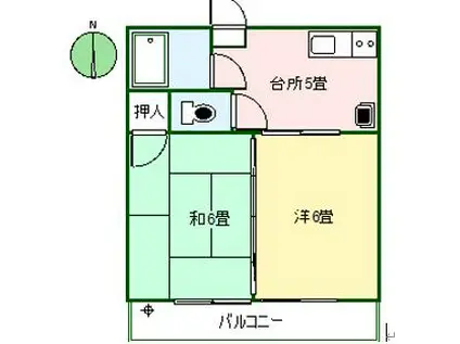 第3コーポ甲斐(2K/3階)の間取り写真