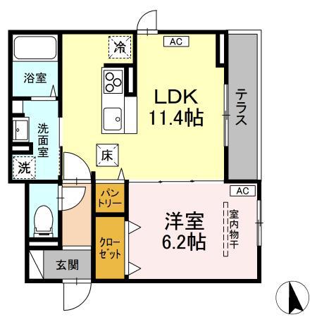 エルタスコート成田町(1LDK/2階)の間取り写真