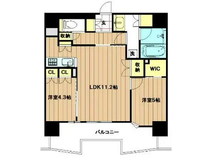STANZ四天王寺夕陽丘(2LDK/10階)の間取り写真