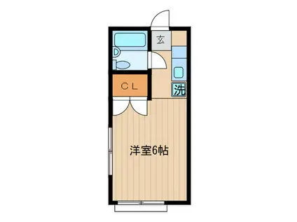 五鈴ハイツ(ワンルーム/2階)の間取り写真