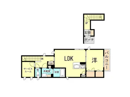 SHAMAISON OKAMOTO HILLS B(1SLDK/2階)の間取り写真