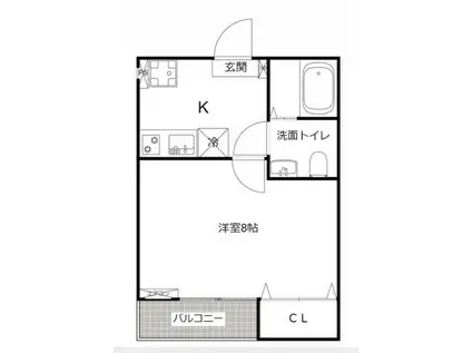 MQURTO淵野辺(1K/1階)の間取り写真