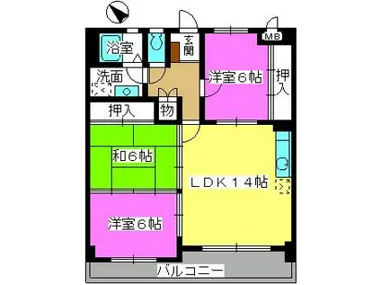 サン・ビィーム吉塚(3LDK/4階)の間取り写真