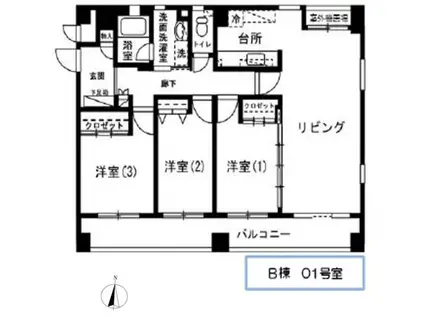 KENEDIX浦和元町B棟(3LDK/3階)の間取り写真