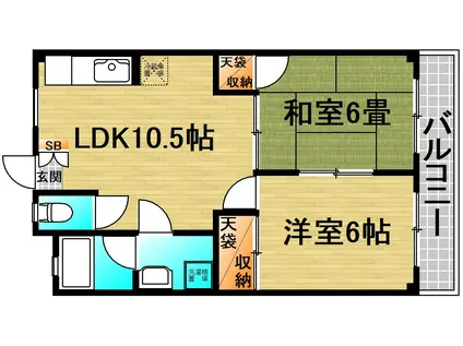 トーアイマンション(2LDK/2階)の間取り写真