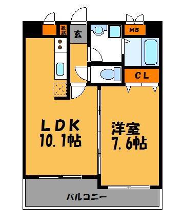 グラシア大濠(1LDK/4階)の間取り写真