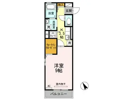 D-ROOM川内川前丁(1K/3階)の間取り写真