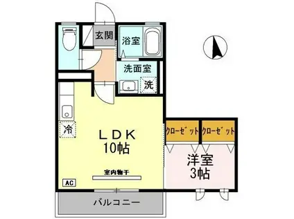 アピテ・K・千束(1LDK/2階)の間取り写真