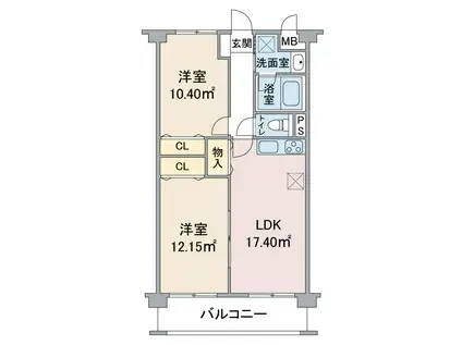 レージュ竹の山(2LDK/2階)の間取り写真