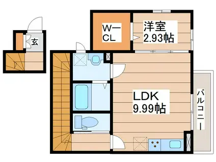ドゥ・薬師堂 A(1LDK/2階)の間取り写真
