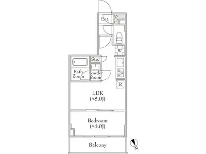 ルミーク関内II(1LDK/4階)の間取り写真