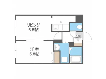 コンパートメントノースワン(1LDK/1階)の間取り写真