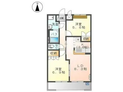 ハピネスA(2LDK/2階)の間取り写真