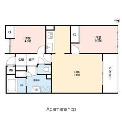 フロレスタ大倉山弐番館(2LDK/1階)の間取り写真