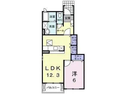 サン・フィット(1LDK/1階)の間取り写真