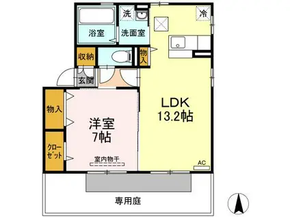 グラン・ノーブル D棟(1LDK/1階)の間取り写真