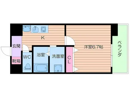 プルミエール天王寺(1K/11階)の間取り写真