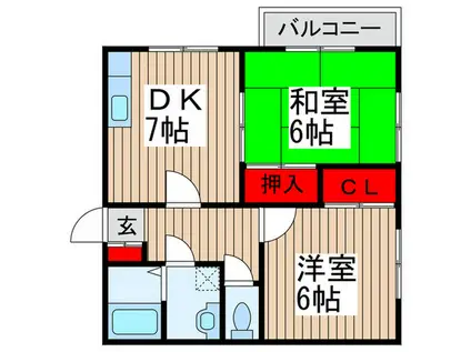 グランド-ル弐番館(2DK/2階)の間取り写真